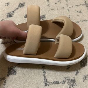 Beige Double Strap Sandals